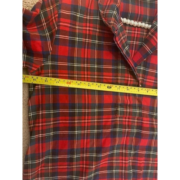 USA LL Bean Plaid  Red Traditional Women’s SHIRT TUNIC 1/4 BUTTONS UP SIZE 8 - Picture 8 of 10